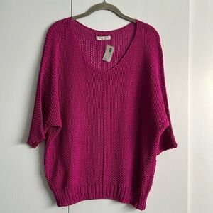 Pink (fushia) open knit top from MeoMeli O/S NWT